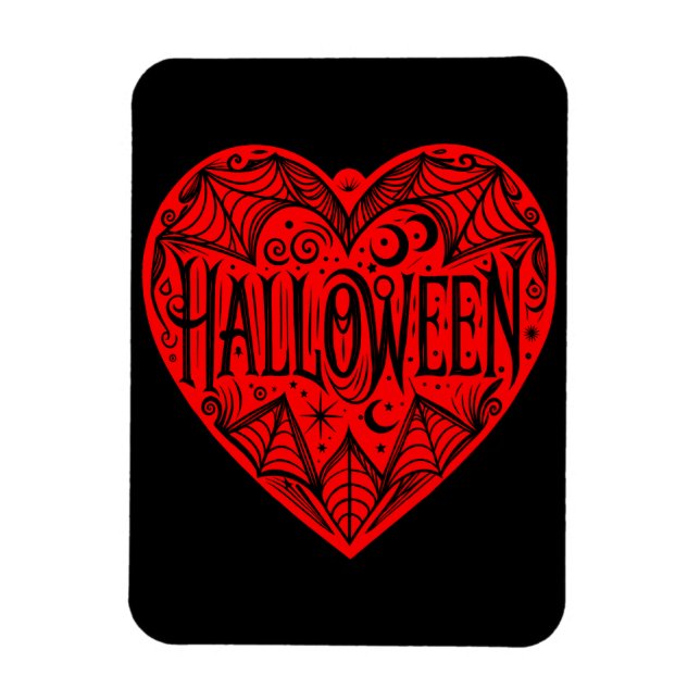 Imán Halloween Heart, Red Heart Shape, Holiday (Vertical)