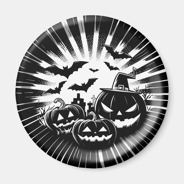 Imán Halloween in black and white (Frente)