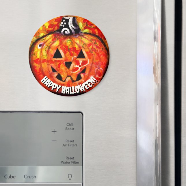 Imán Halloween Jack O Lantern Naranja personalizado (In situ (nevera))