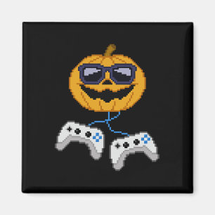 Imán Halloween Jack O Lantern Pixelated Gaming Gamer Bo