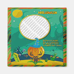 Imán Halloween Jack o' Lantern Wizard Add Photo Frame