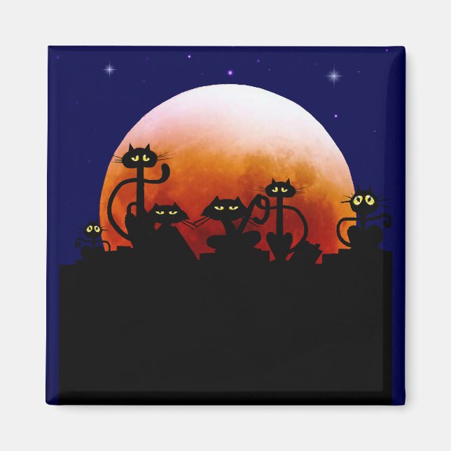 Imán Halloween Kitties y Halloween Moon Magnet (Frente)
