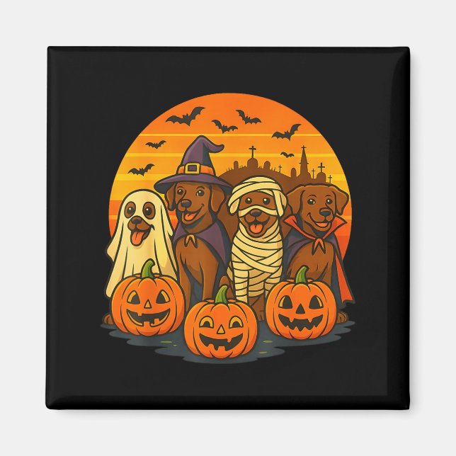 Imán Halloween labrador marrón fantasma espeluznante ch (Frente)
