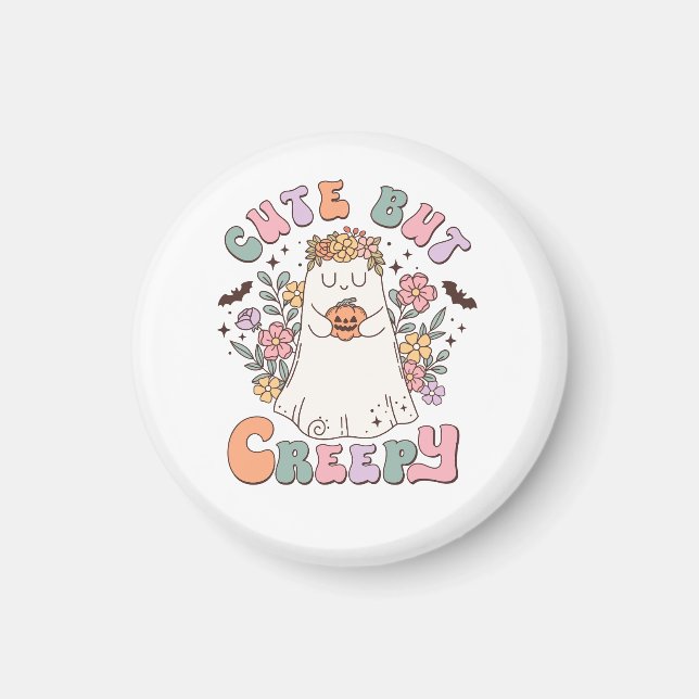 Imán Halloween lindo pero espeluznante (Frente)