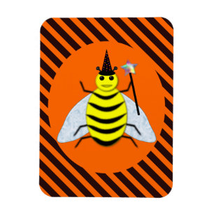 Imán Halloween Magic Bee Witch Naranja y Black Stripes