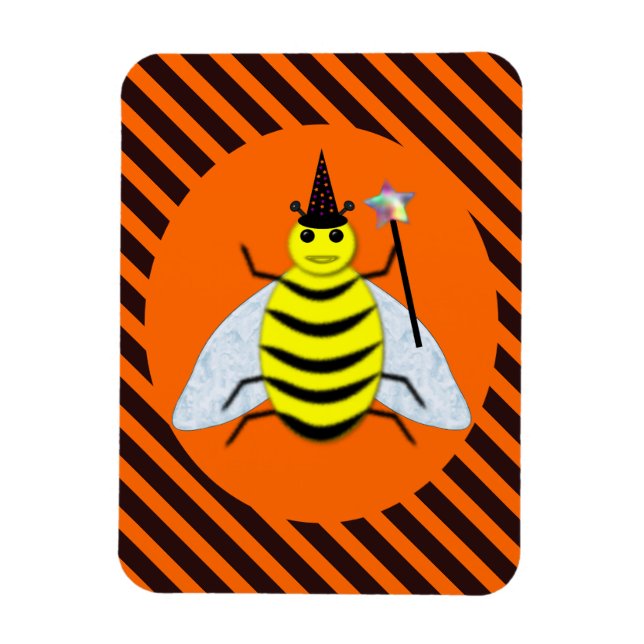 Imán Halloween Magic Bee Witch Naranja y Black Stripes (Vertical)