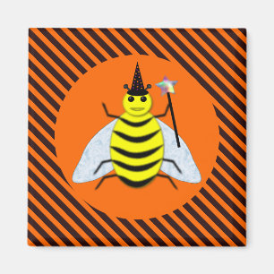 Imán Halloween Magic Bee Witch Naranja y Black Stripes