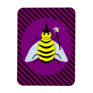 Imán Halloween Magic Bee Wizard Purple and Black Stripe