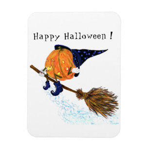 Imán Halloween Magnet Witch Pumpkin Flying Broom