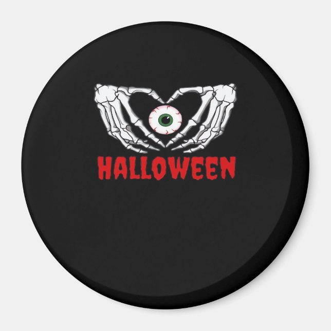 Imán Halloween ocular - Corazón de manos para esqueleto (Frente)
