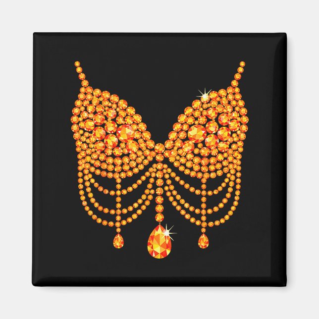 Imán Halloween Orange Bra Design Costume Show Girls  (Frente)