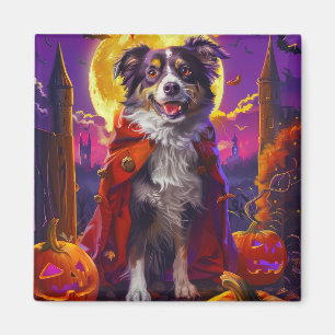 Imán Halloween Pastor Australiano Calabazas Espeluznant