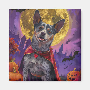 Imán Halloween Perro Ganadero Australiano Calabazas Esp