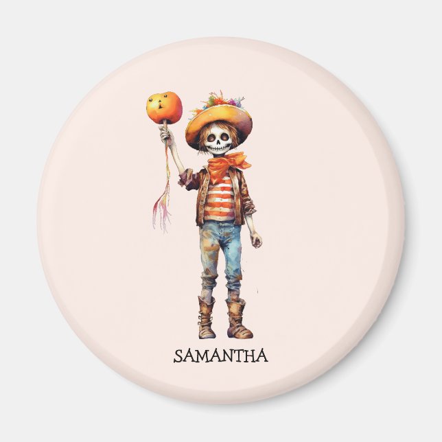 Imán Halloween Personalizado Cute Kid Zombie (3) (Frente)