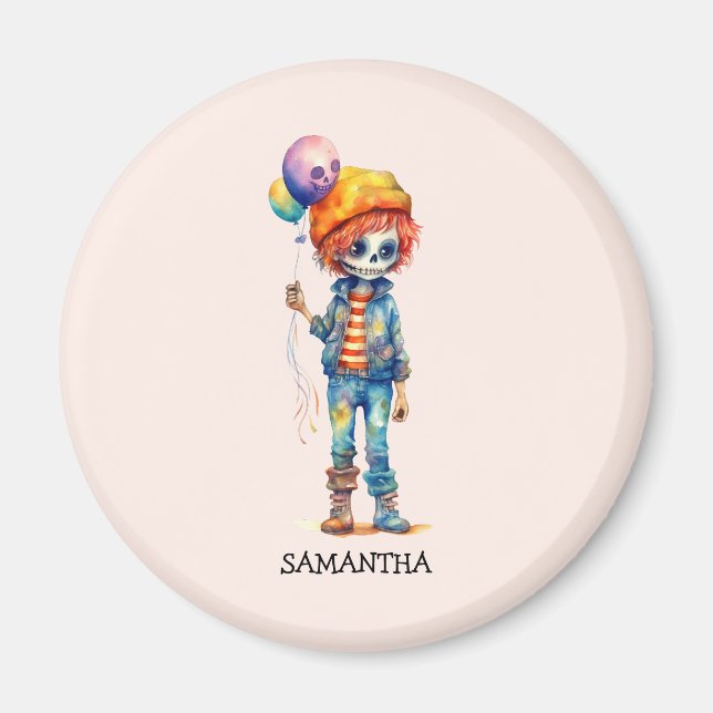 Imán Halloween Personalizado Cute Kid Zombie (4) (Frente)