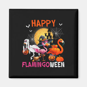 Imán Halloween Pink Flamingo Costume Skeleton Bruja