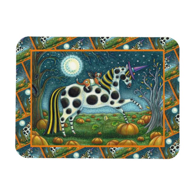 Imán HALLOWEEN PONY Y BAT CAT Fantasía Caballo (Horizontal)