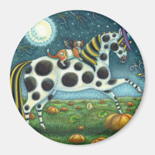 Imán HALLOWEEN PONY Y BAT CAT Whimsical Horse