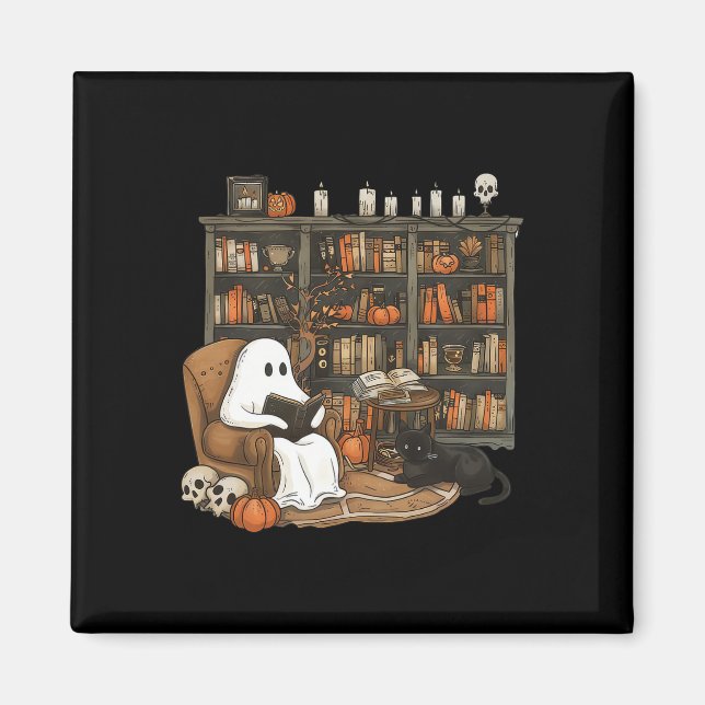 Imán Halloween, profesor bibliotecario de libros de lec (Frente)