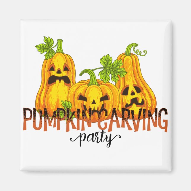 Imán Halloween Pumpkin carving Party Fall Funny (Frente)