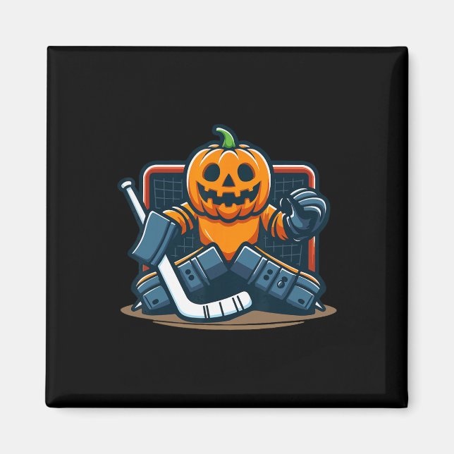 Imán Halloween Pumpkin Ice Hockey Goalie  (Frente)