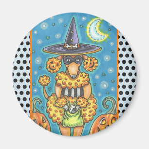 Imán HALLOWEEN PUMPKIN POODLE, DOG MAGNET Round