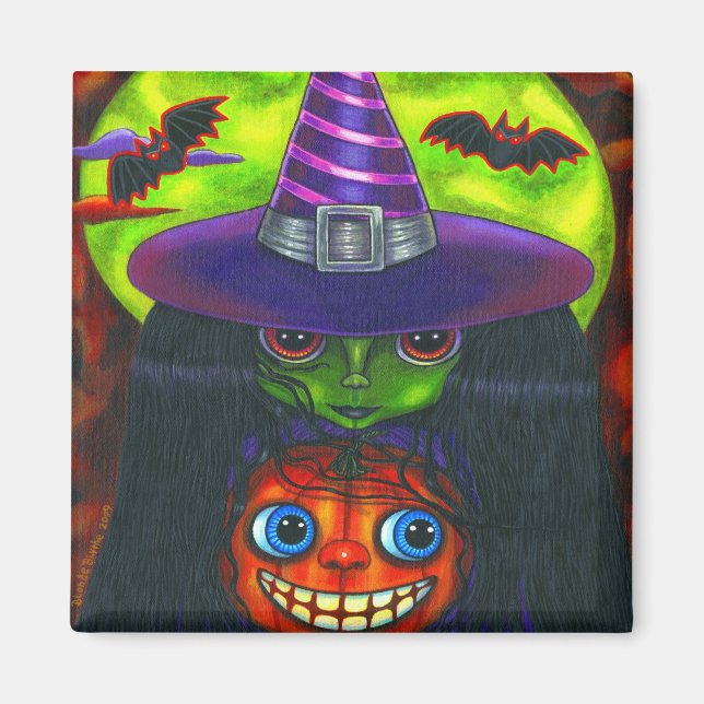 Imán Halloween Pumpkin Witch Magnet (Frente)