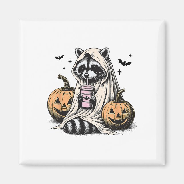 Imán Halloween Raccoon Ghost (Frente)