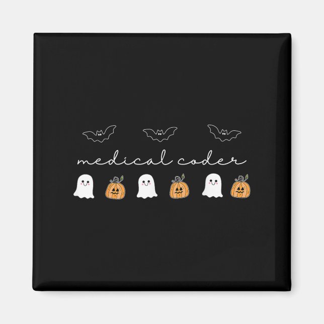 Imán Halloween: Retro Medical Coder Pumpkin Ghost Worke (Frente)