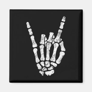 Imán Halloween Rock Hand Rótulo Skeleton Rock N Rolmb S
