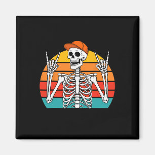 Imán Halloween Rocker Skeleton Cap Guay Punk Rock Men B
