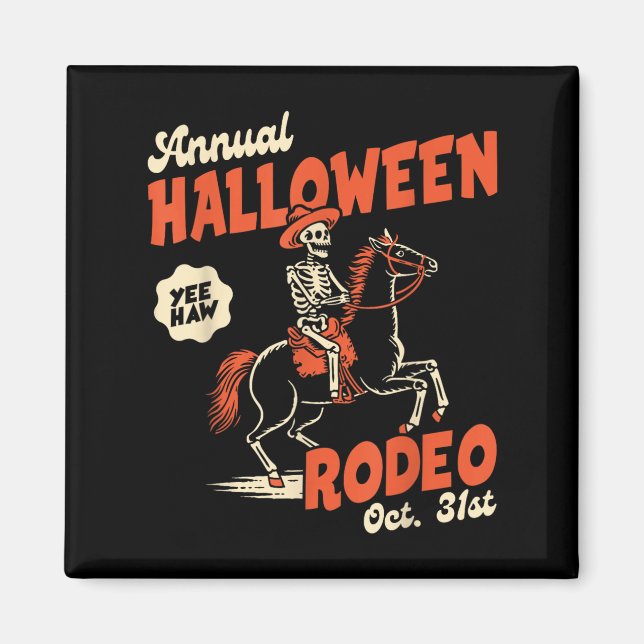 Imán Halloween Rodeo Horse Western Cowboy Fall Autumn S (Frente)