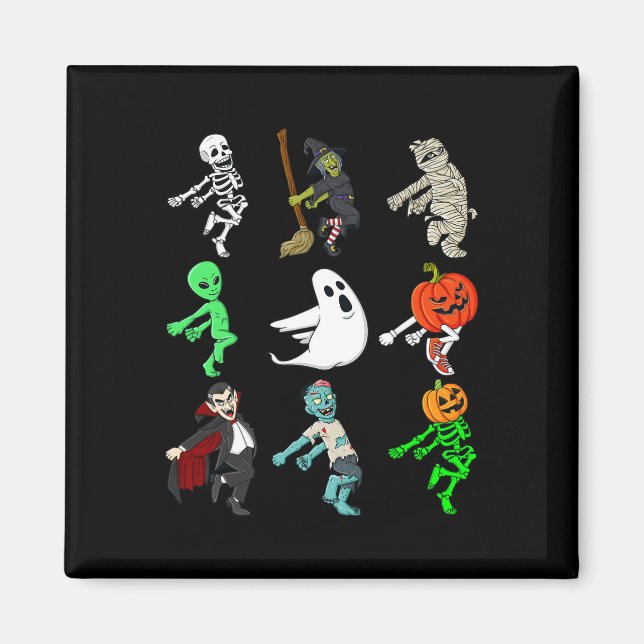Imán Halloween Shoot Dance Monsters Skeleton Boys Chica (Frente)
