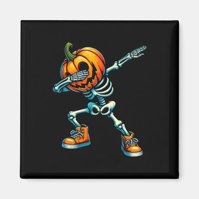 Imán Halloween Skeleton Boys Trick Tret Funny Pumpkin (Frente)