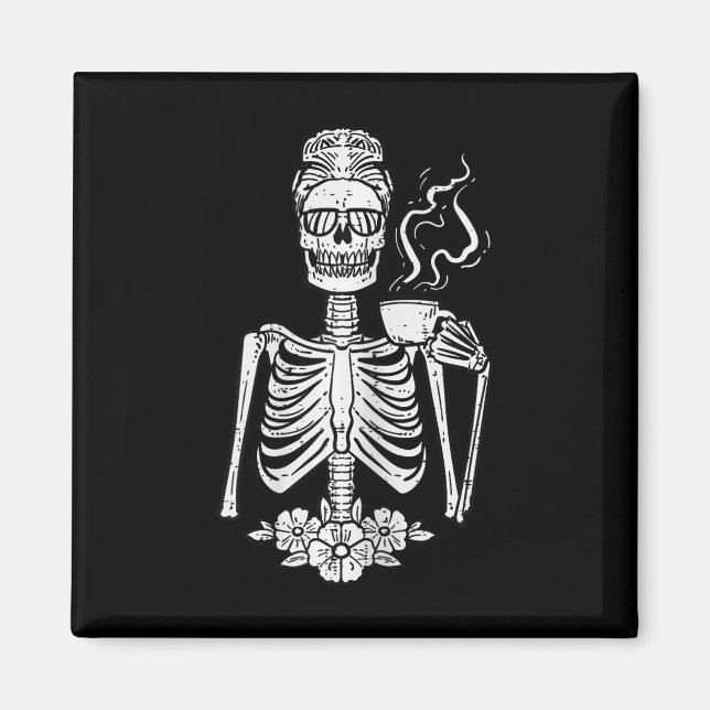 Imán Halloween Skeleton Coffee Funny Costume Mamá Mujer (Frente)