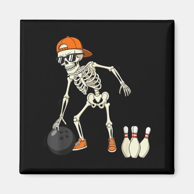Imán Halloween Skeleton Funny Bowling Lovers For Teens  (Frente)