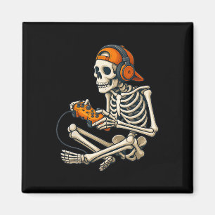 Imán Halloween Skeleton Gamer Auriculares Video Gaming 
