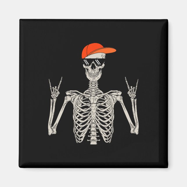 Imán Halloween Skeleton Rock On Hand Skeleton Men Boys (Frente)