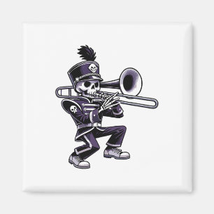 Imán Halloween Skeleton School Marcha Banda Trombona P