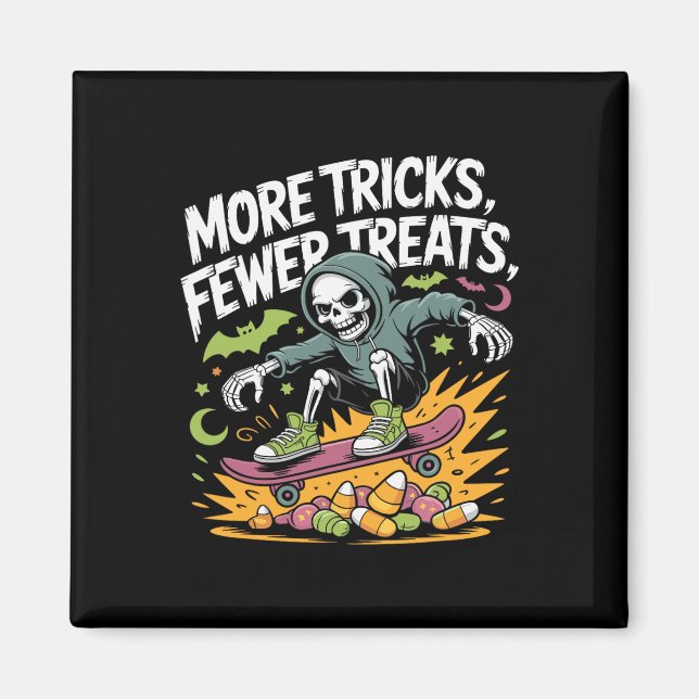 Imán Halloween Skeleton Tricks Skateboard (Frente)