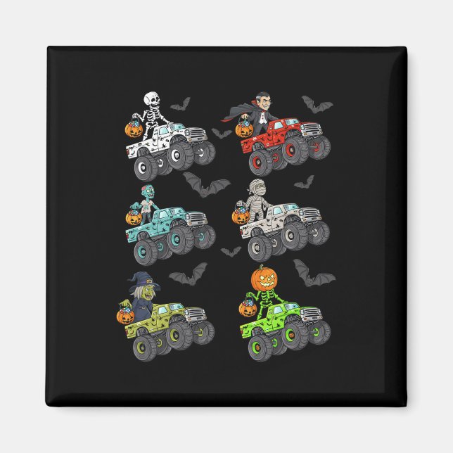 Imán Halloween Skeleton Zombie Riding Monster Truck Vam (Frente)