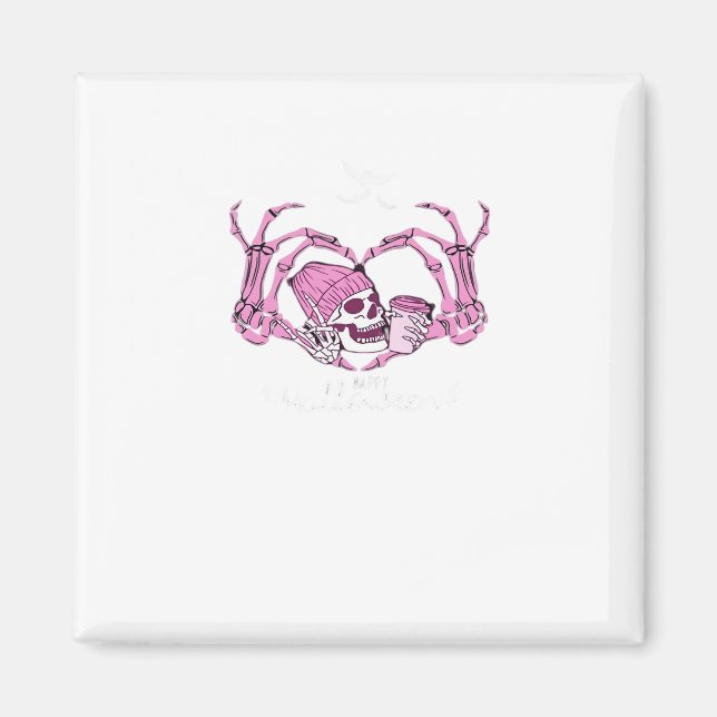 Imán Halloween Skull Heart Hands Skeleton Beanie Design (Frente)