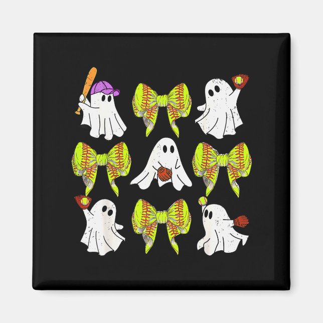 Imán Halloween Softball Ghosts Softball Daughter Girls  (Frente)