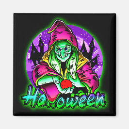 Imán Halloween Spooky Green Witch Magic Gorra Apple