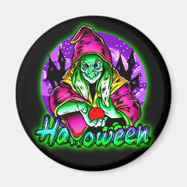 Imán Halloween Spooky Green Witch Magic Gorra Apple