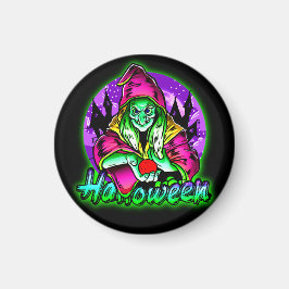 Imán Halloween Spooky Green Witch Magic Gorra Apple