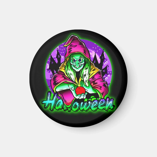 Imán Halloween Spooky Green Witch Magic Gorra Apple (Frente)