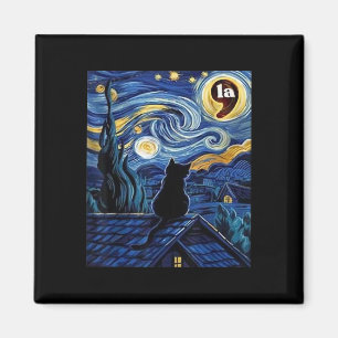 Imán Halloween Starry Night Black Cat Comma La Kamala H