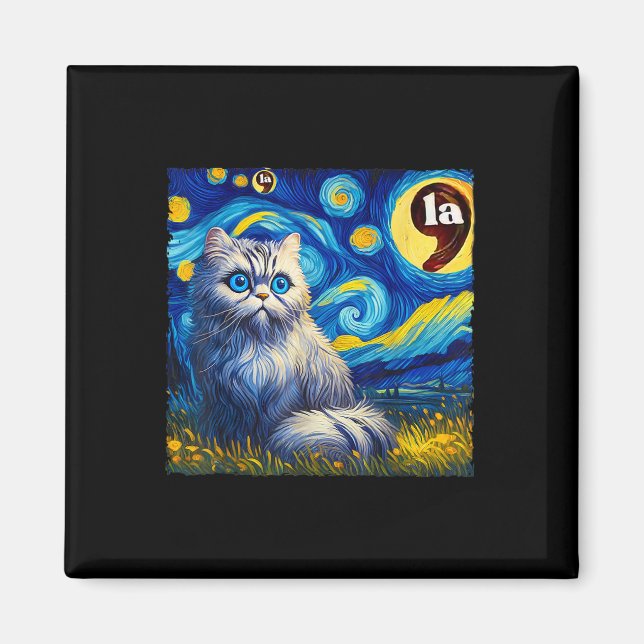 Imán Halloween Starry Night Black Cat Comma La Kamala H (Frente)