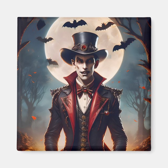 Imán Halloween Steampunk Gótico Zombie Vampiro (Frente)